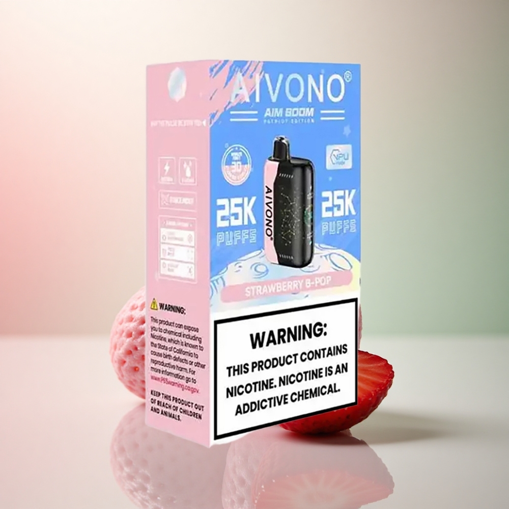 Aivono Aim Boom 25000 Puffs Jordgubb B Pop 650mAh 0% Nikotin