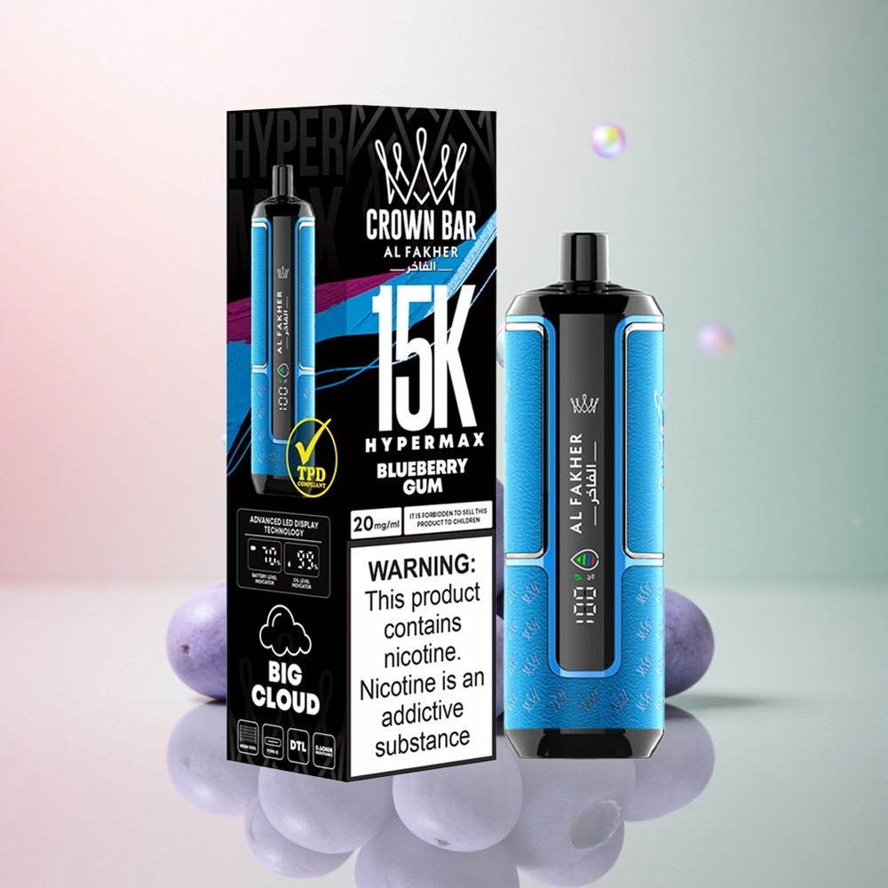 Al Fakher Crown Bar 15K Hypermax Blåbärs Tuggummi med 600mAh och 6mg nikotin