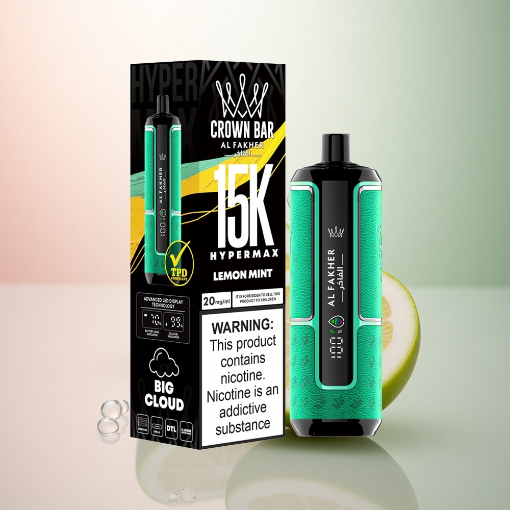 Al Fakher Crown Bar 15K Hypermax Citronmynta 22ml 600mAh 6mg nikotin