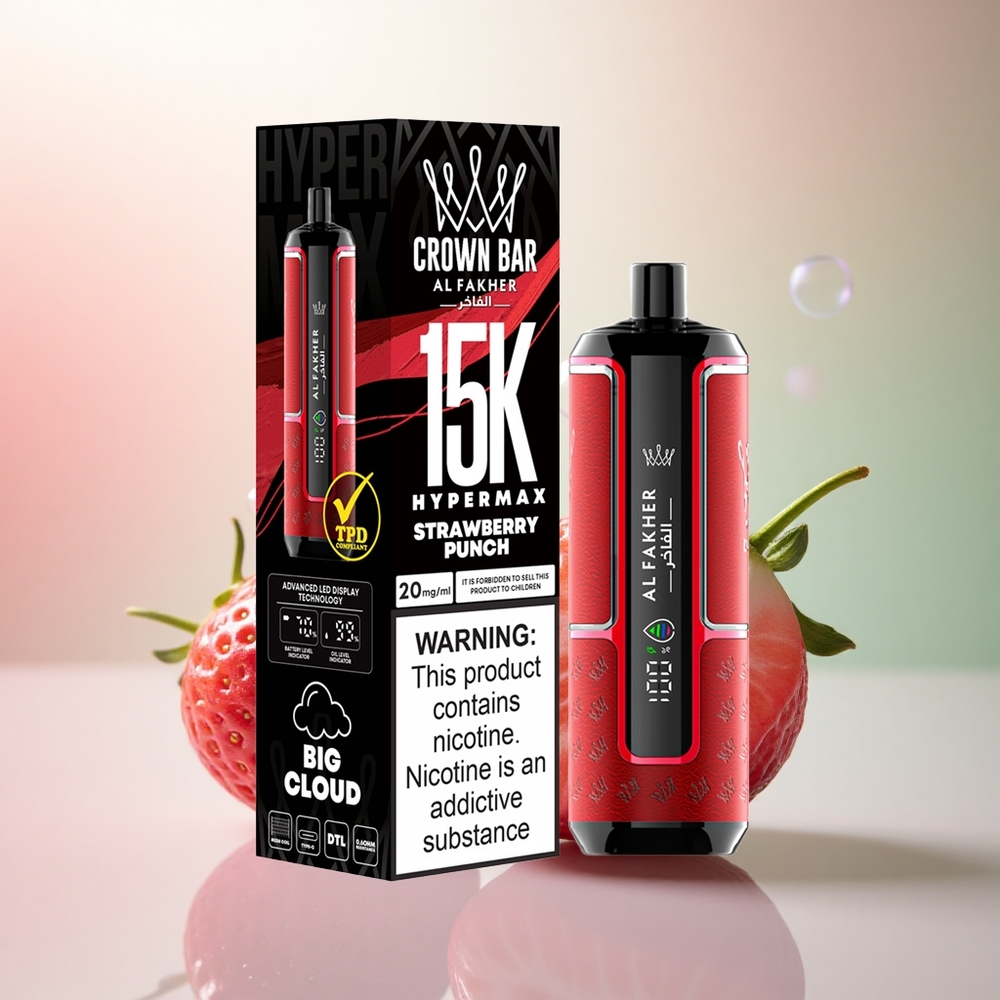 Al Fakher Crown Bar 15K Hypermax Jordgubb Punch 600mAh 6mg nikotin