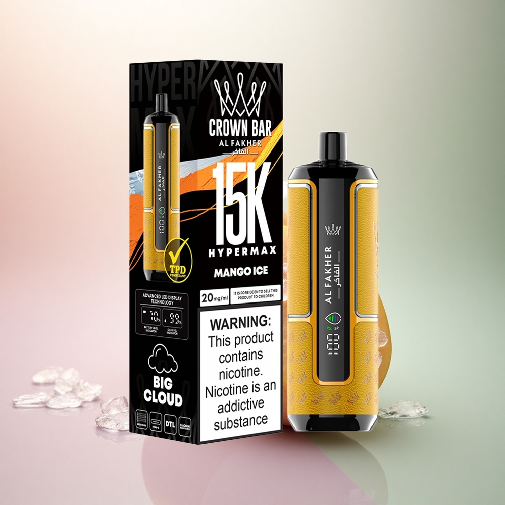 Al Fakher Crown Bar 15K Hypermax Mango Is med 600mAh och 6mg nikotin