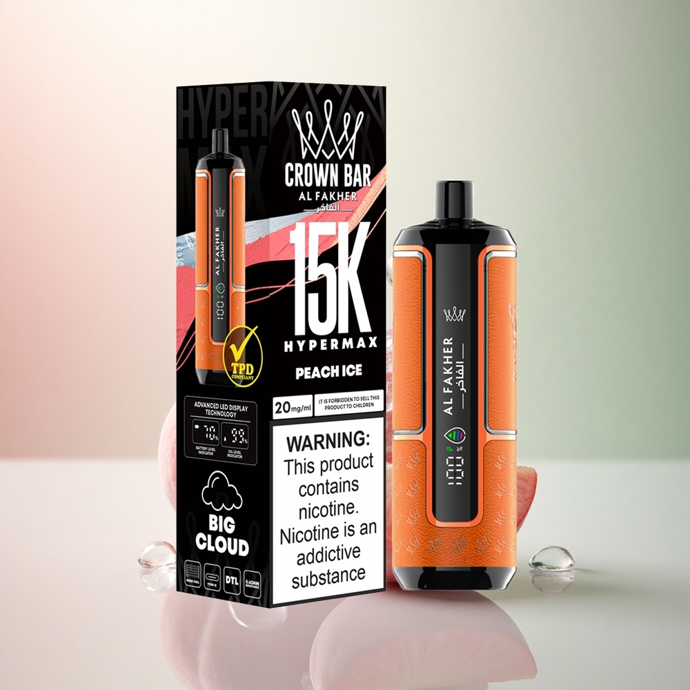 Al Fakher Crown Bar 15K Hypermax Persika Is med 6mg nikotin och 600mAh