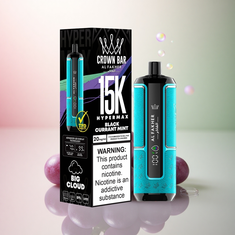 Al Fakher Crown Bar 15K Hypermax Svarta Vinbärsmynta 22ml 600mAh 6mg Nikotin