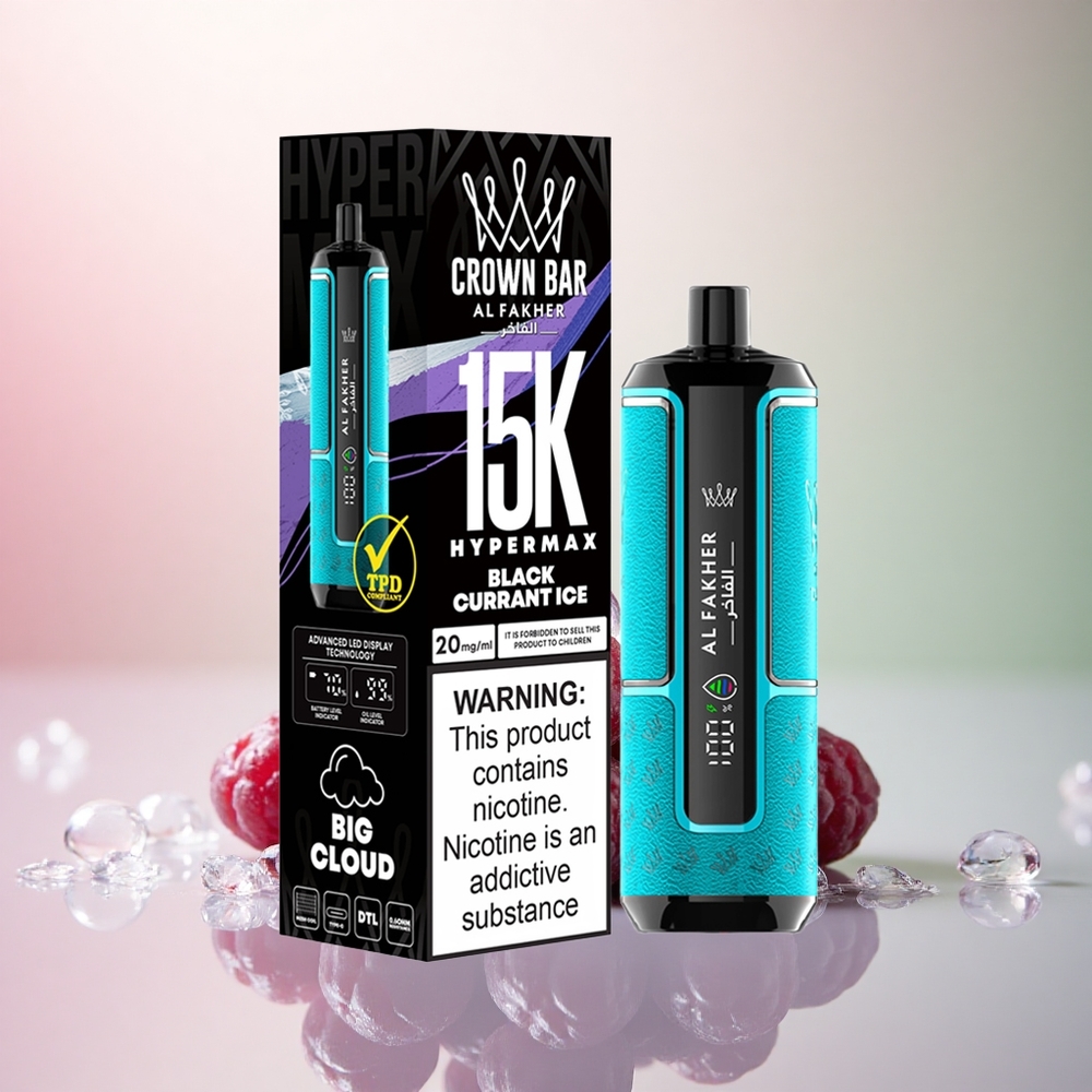 Al Fakher Crown Bar 15K Hypermax Svartvinbärsglass med 600mAh och 6mg nikotin