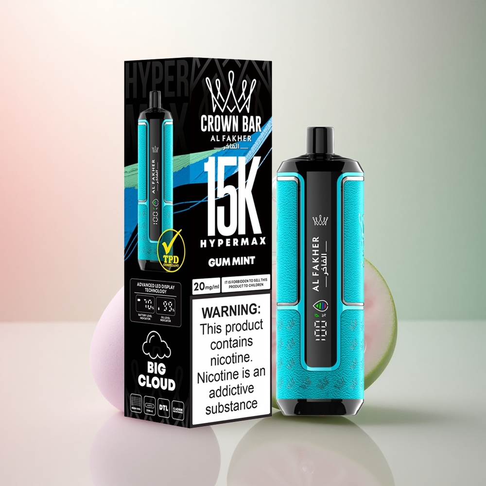 Al Fakher Crown Bar 15K Hypermax Tuggummi Mynta med 600mAh och 6mg nikotin