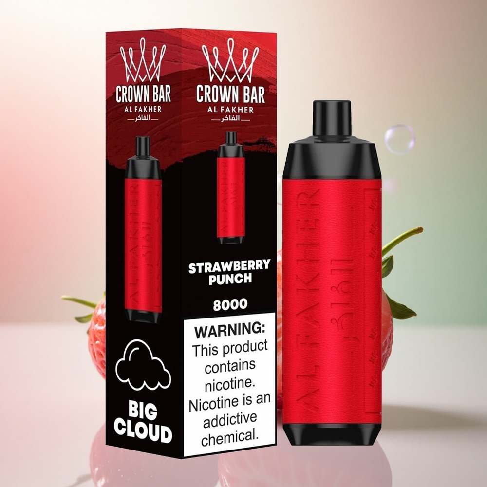 Al Fakher Crown Bar 8000 Crystal Jordgubb Punch 600mAh 5mg Nikotin