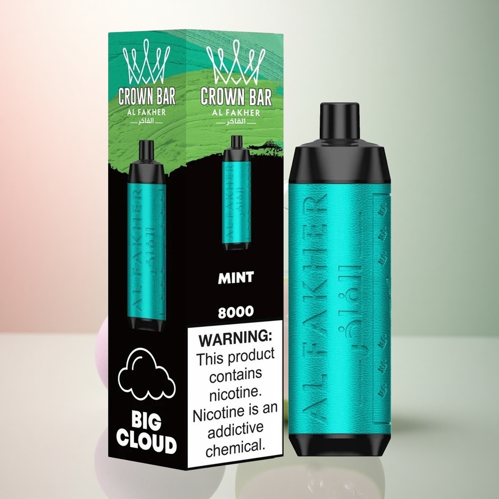 Al Fakher Crown Bar 8000 Crystal Mynta med 5mg nikotin och 600mAh batteri