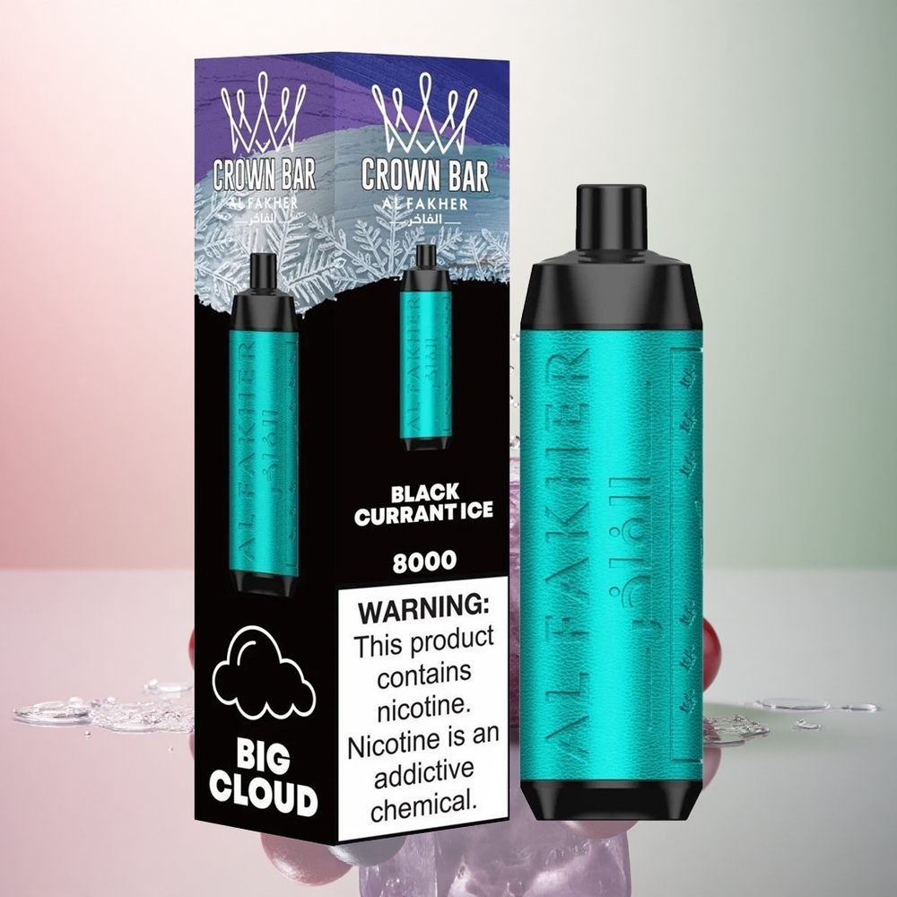 Al Fakher Crown Bar 8000 Crystal Svart Vinbärs Glass 5mg Nikotin 600mAh