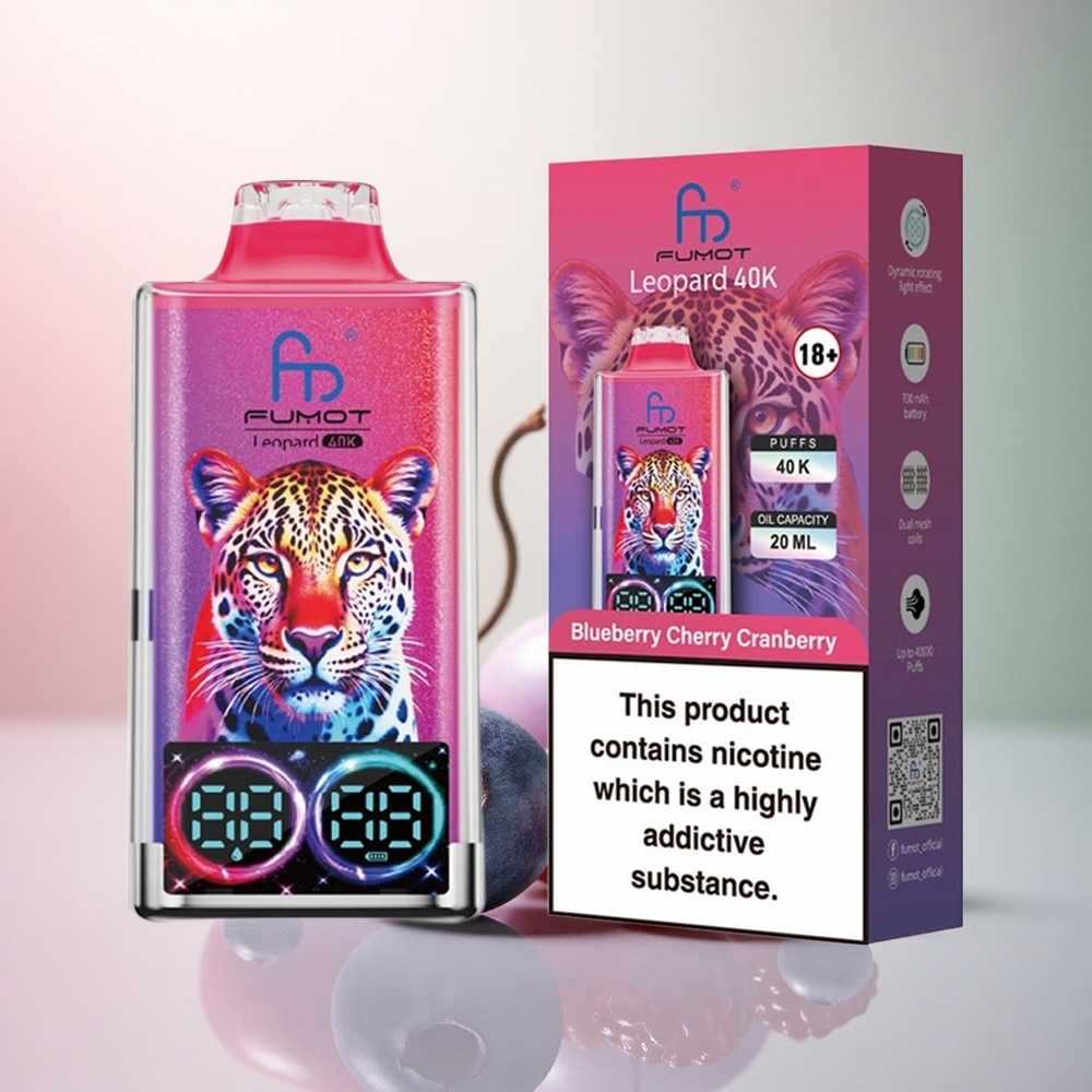Fumot Leopard 40K Puffs Blåbär Körsbär Tranbär 5% Nikotin 700mAh Dual Mesh
