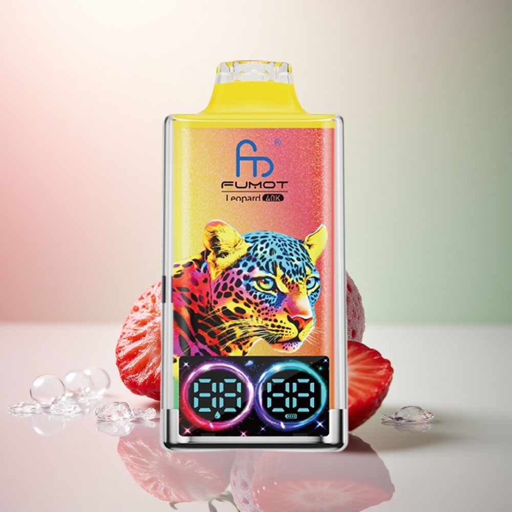 Fumot Leopard 40K Puffs Jordgubbglass 5% Nikotin 700mAh Dual Mesh