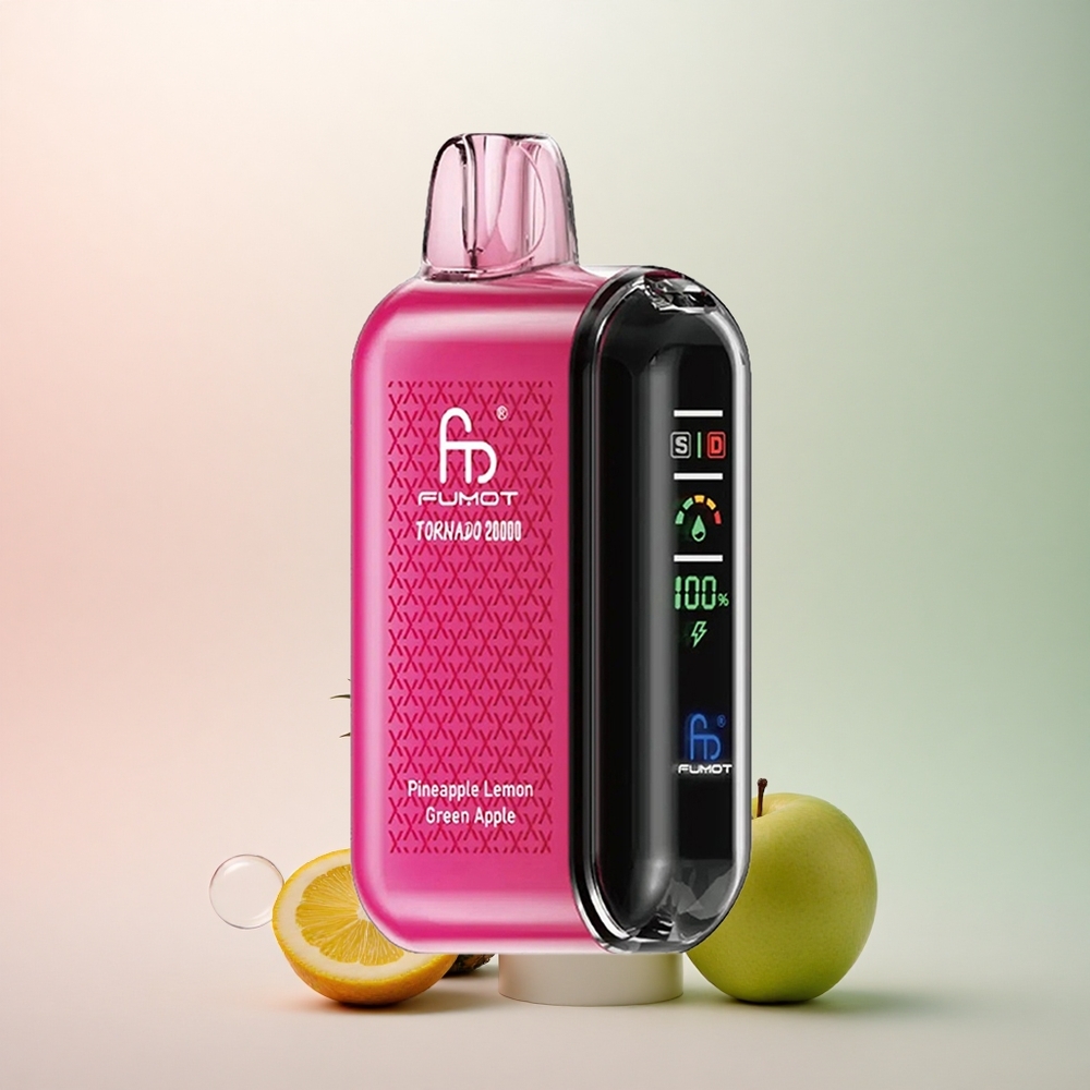 Fumot Tornado 20000 Puffs Ananas Citron Grönt Äpple 850mAh Dual Mesh Coil
