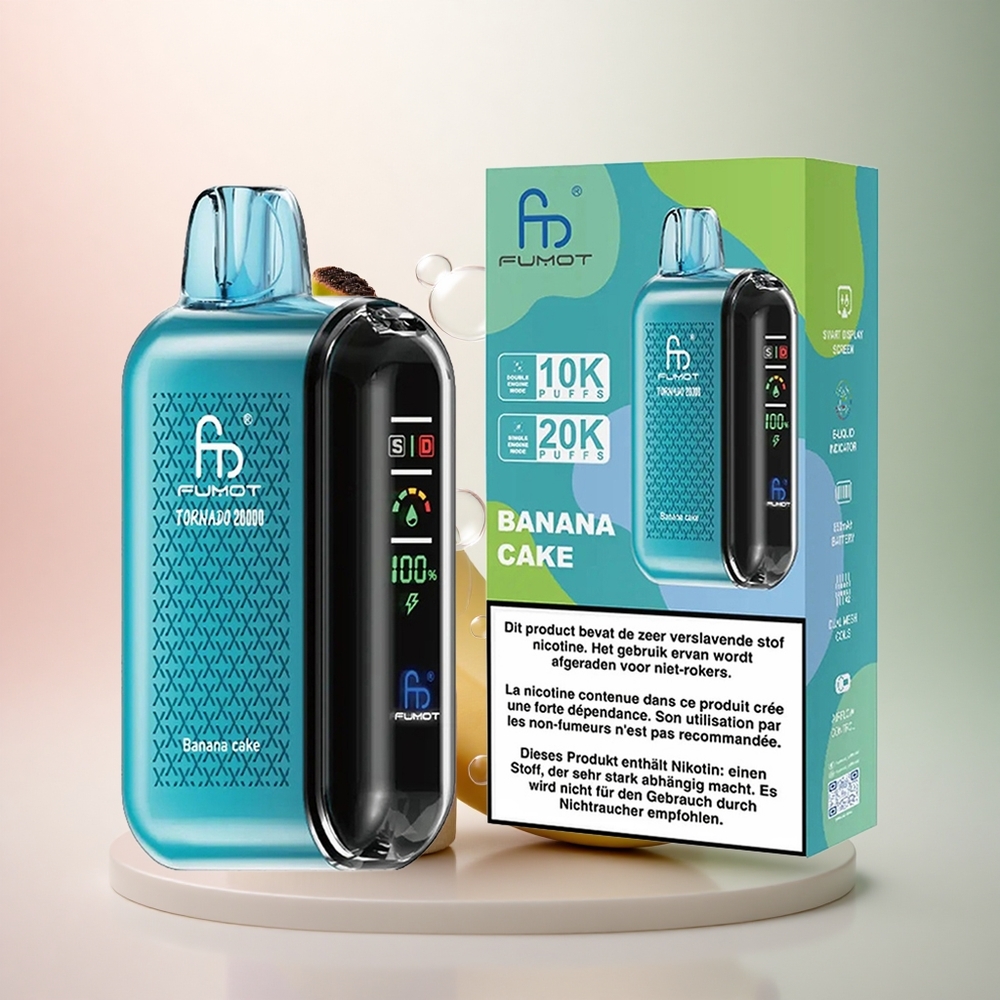 Fumot Tornado 20000 Puffs Banankaka med 850mAh och Dual Mesh Coil