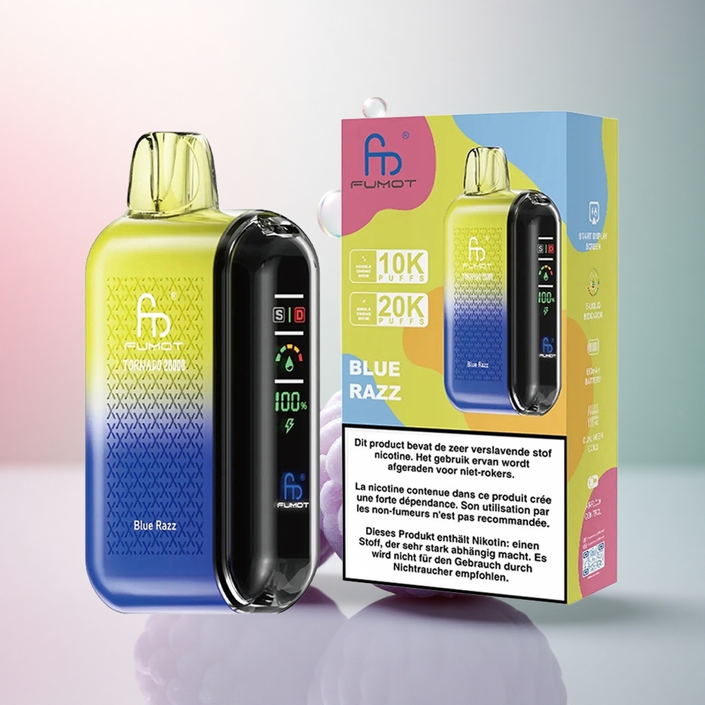 Fumot Tornado 20000 Puffs Blå Hallon Dual Mesh Coil 850mAh