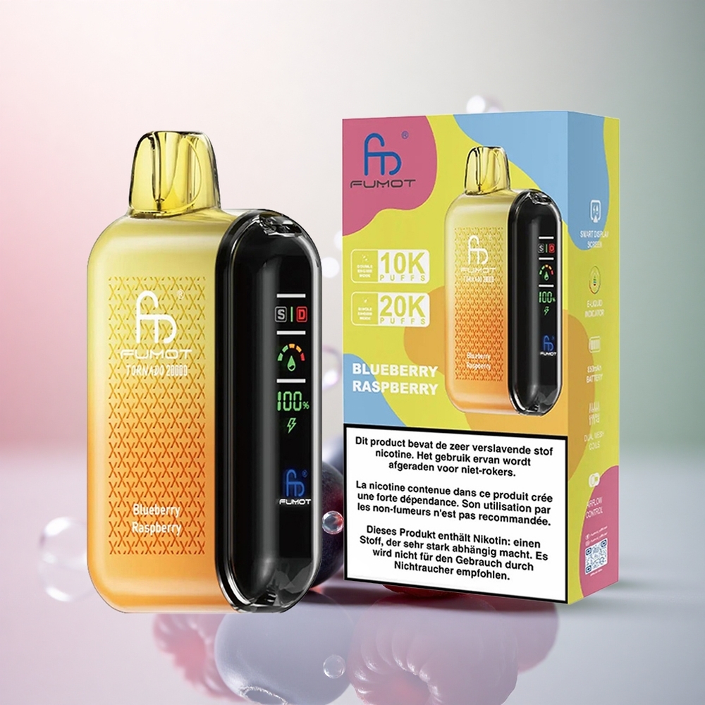 Fumot Tornado 20000 Puffs Blåbär Hallon Dual Mesh 850mAh