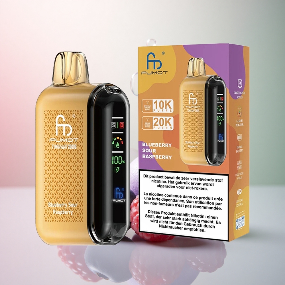 Fumot Tornado 20000 Puffs Blåbär Sur Hallon med Dual Mesh Coil och 850mAh