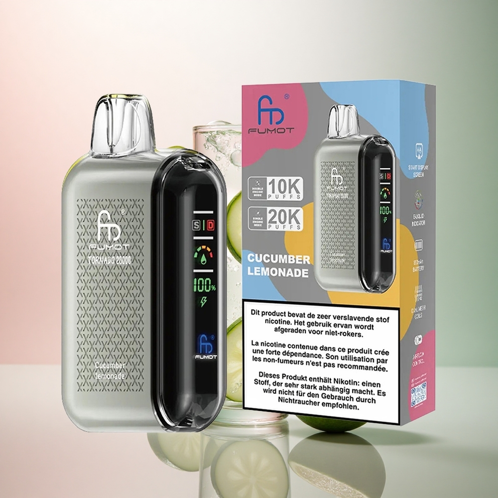 Fumot Tornado 20000 Puffs Gurka Citronad med Dual Mesh Coil och 850mAh