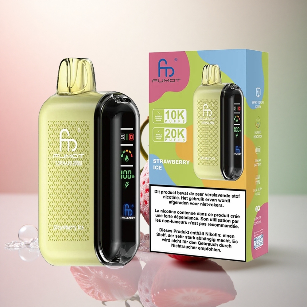 Fumot Tornado 20000 Puffs Jordgubb Glass 20ml 850mAh 2% Nikotin