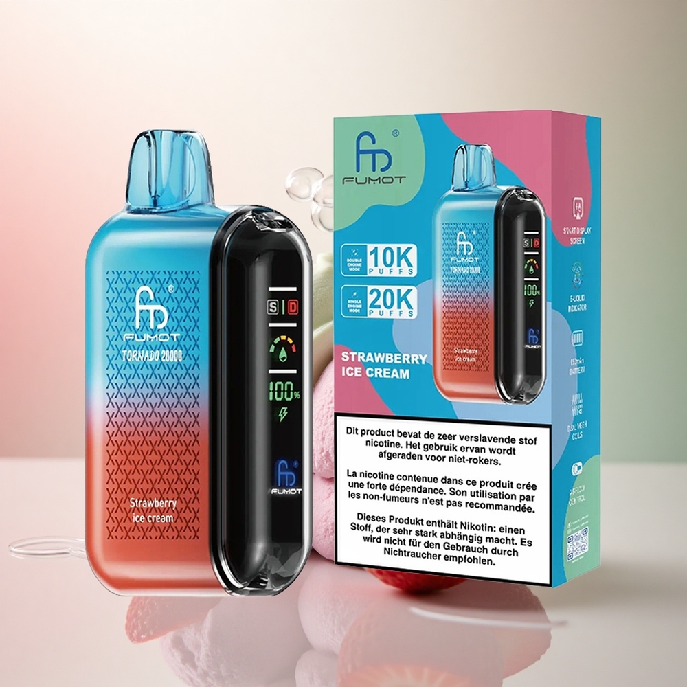 Fumot Tornado 20000 Puffs Jordgubb Glass Dual Mesh Coil 850mAh