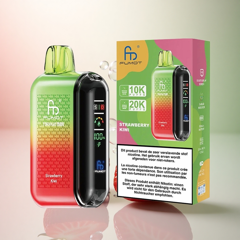 Fumot Tornado 20000 Puffs Jordgubbe Kiwi Dual Mesh Coil 850mAh