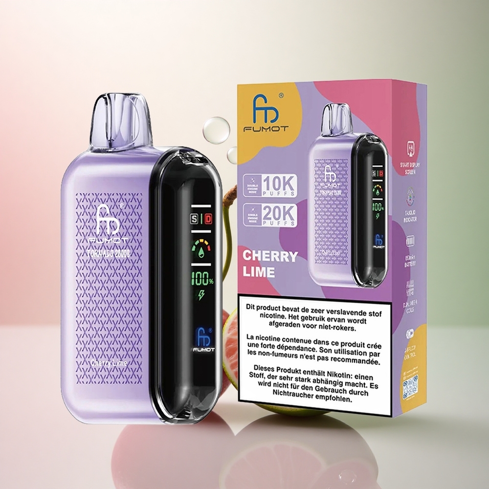 Fumot Tornado 20000 Puffs Körsbär Lime Dual Mesh 850mAh 2% Nikotin