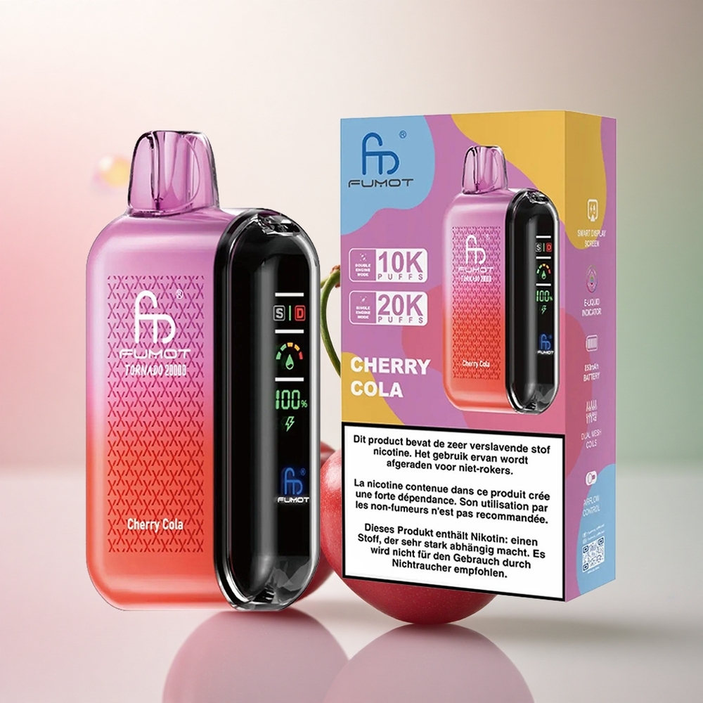 Fumot Tornado 20000 Puffs Körsbärs Cola Dual Mesh Coil 850mAh