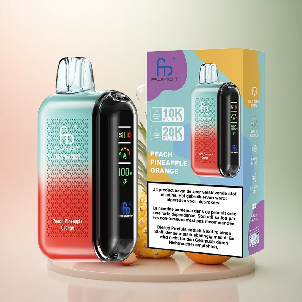 Fumot Tornado 20000 Puffs Persika Ananas Apelsin Dual Mesh Coil 850mAh
