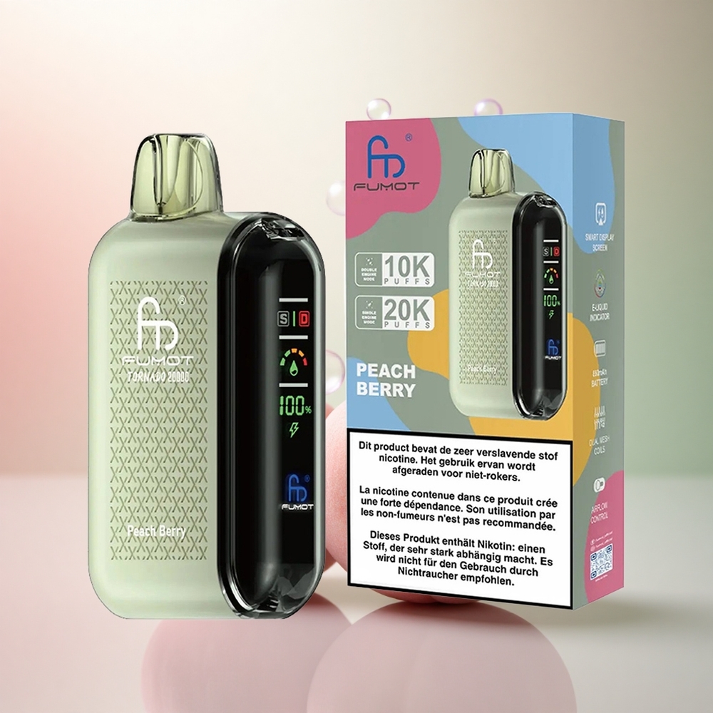 Fumot Tornado 20000 Puffs Persika Bär Dual Mesh Coil 850mAh