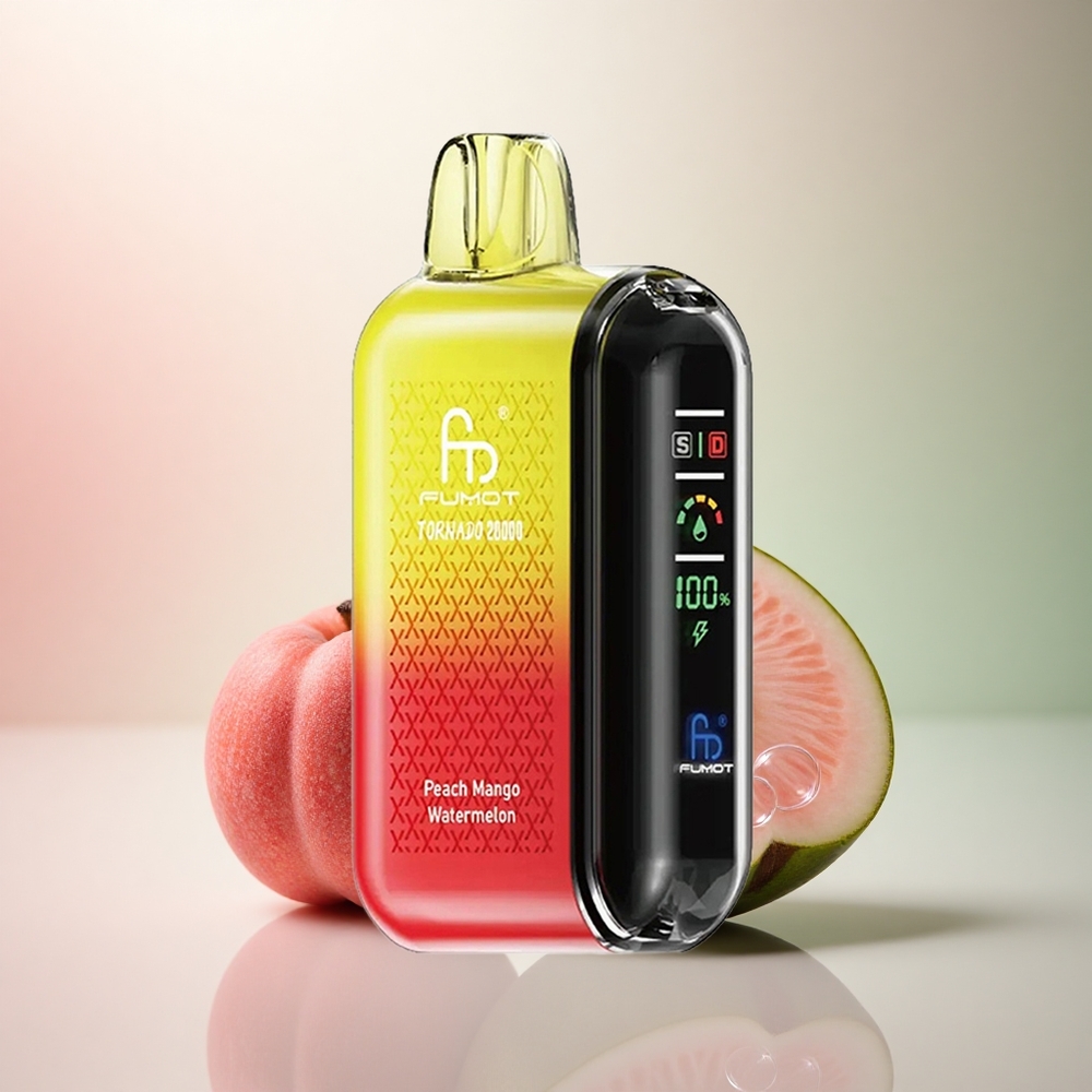 Fumot Tornado 20000 Puffs Persika Mango Vattenmelon Dual Mesh Coil 20ml 850mAh