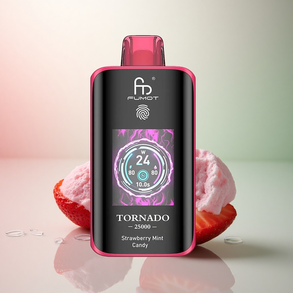Fumot Tornado 25000 Puffs Jordgubb Mint Godis 700mAh 20ml 0/2/3/5% Nikotin