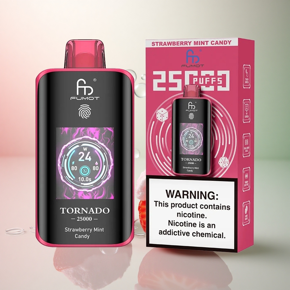 Fumot Tornado 25000 Puffs Jordgubb Mint Godis 700mAh 20ml 0/2/3/5% Nikotin