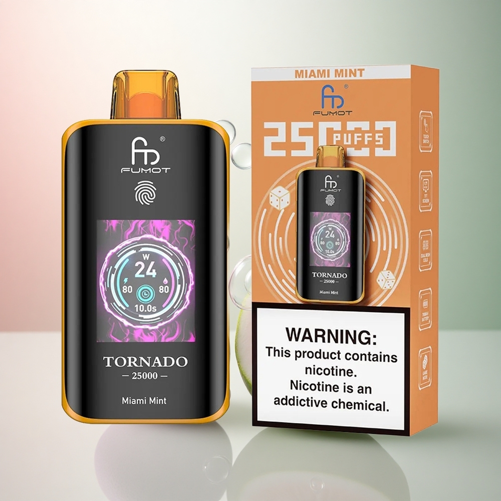 Fumot Tornado 25000 Puffs Miami Mint HD Skärm 700mAh 20ml Nikotin