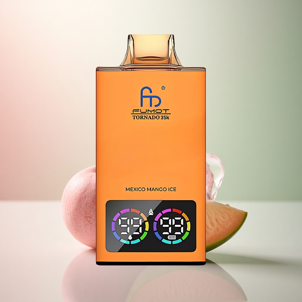 Fumot Tornado 35000 Puffs Svensk Mango Is med Dual Mesh Coil och 700 mAh