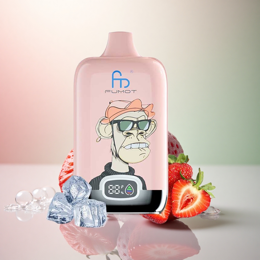 Fumot Tornado Digital Box 12000 Puffs Jordgubbsglass 550mAh Mesh Coil 20ml