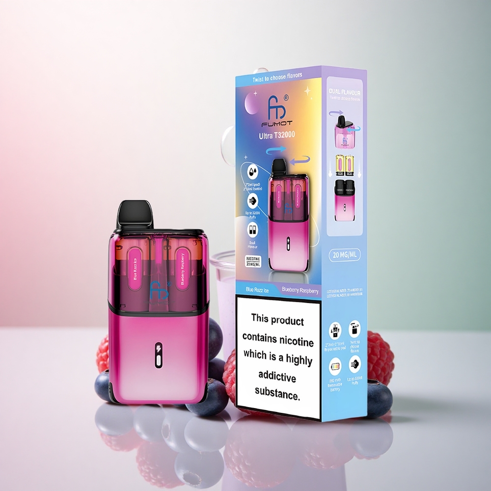 Fumot Ultra T32000 Puffs Blå Hallon Is 800mAh 20mg Nikotin
