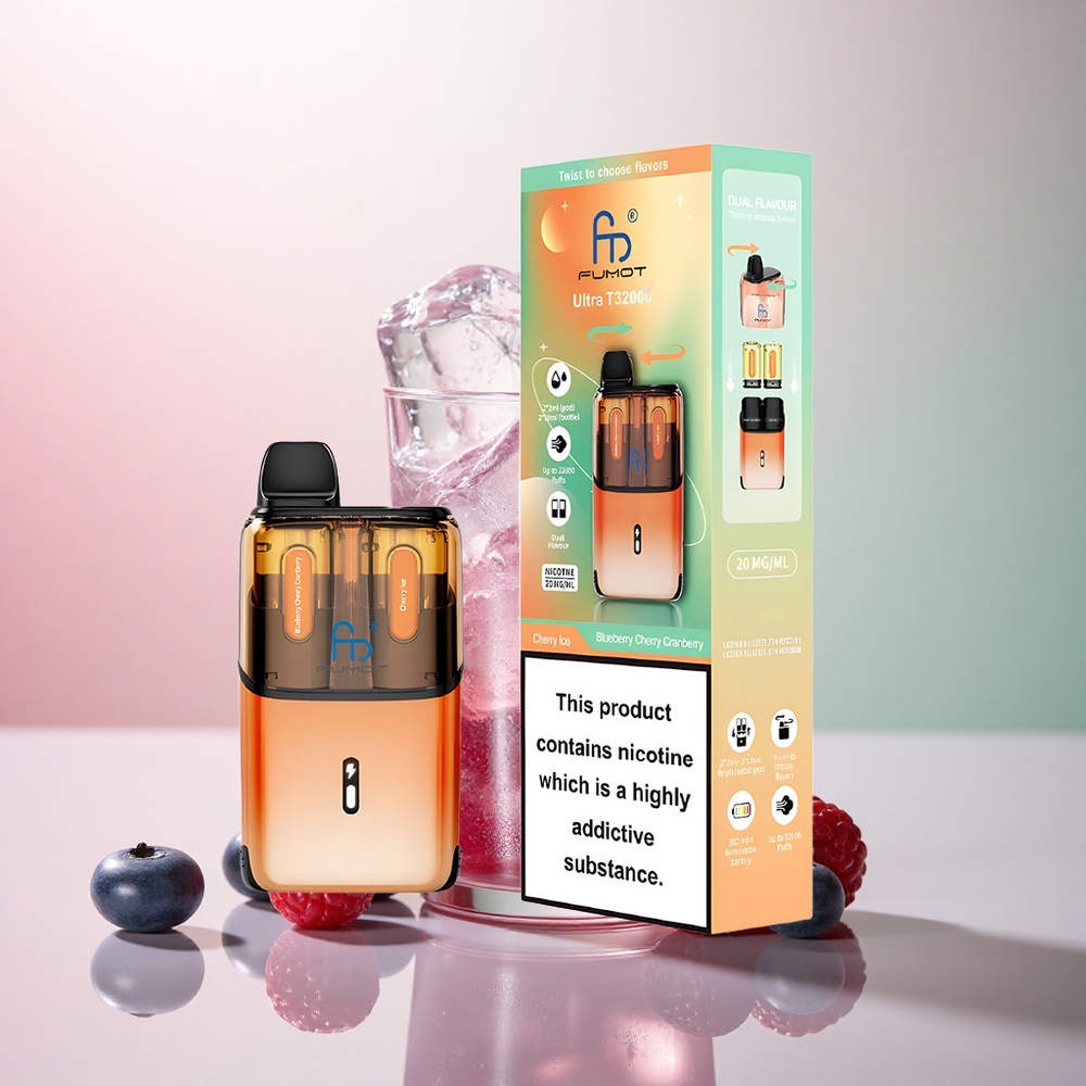 Fumot Ultra T32000 Puffs Blåbär Körsbär Tranbär - Körsbärsis med 800mAh och 20mg nikotin