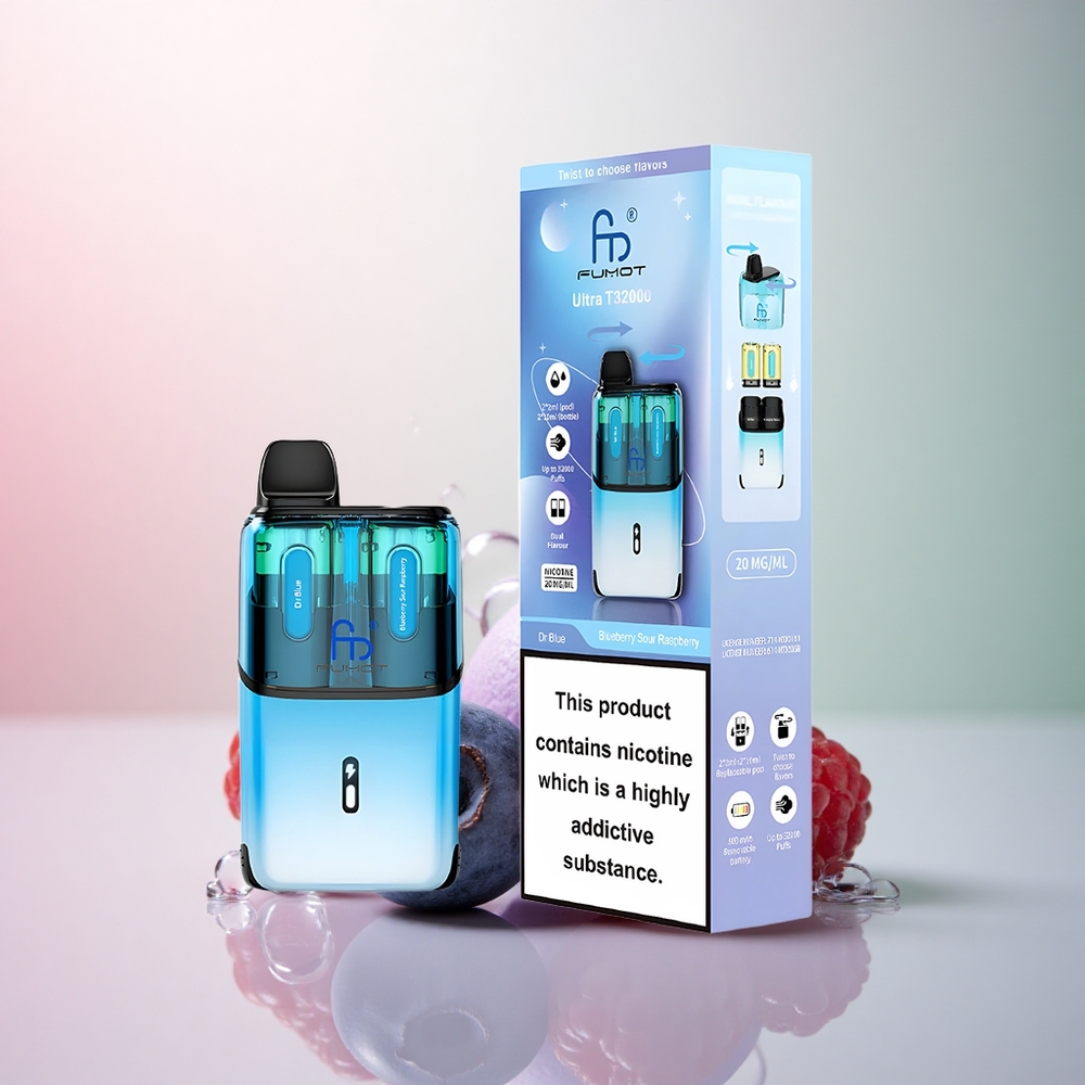 Fumot Ultra T32000 Puffs Dr Blå - Blåbär Sur Hallon med 800mAh & 20mg Nikotin