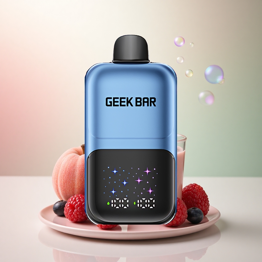GEEK BAR 2GO 20ml 50000 Puffs Persika & Bär Interaktiv Stor Skärm 5% Nikotin Laddningsbar