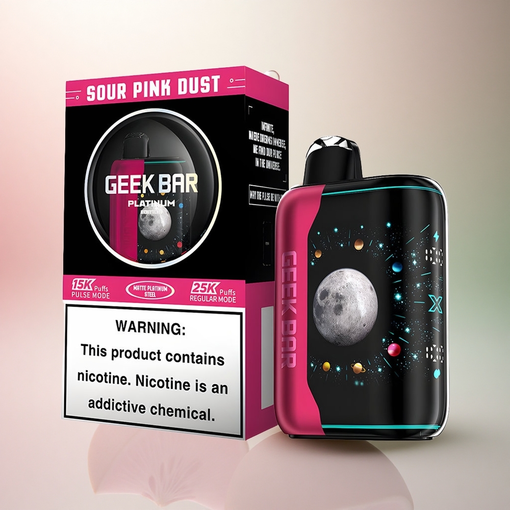 GEEK BAR Platinum Edition 25000 Puffs Sur Rosa Damm med 2% nikotin och Dual Mesh Coil