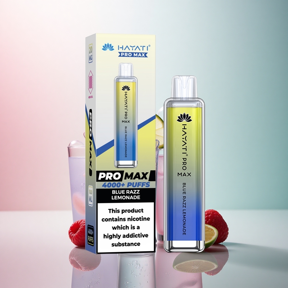 Hayati Pro Max 4000 Puffs Blå Hallon Citron med 5% Nikotin och 1400mAh