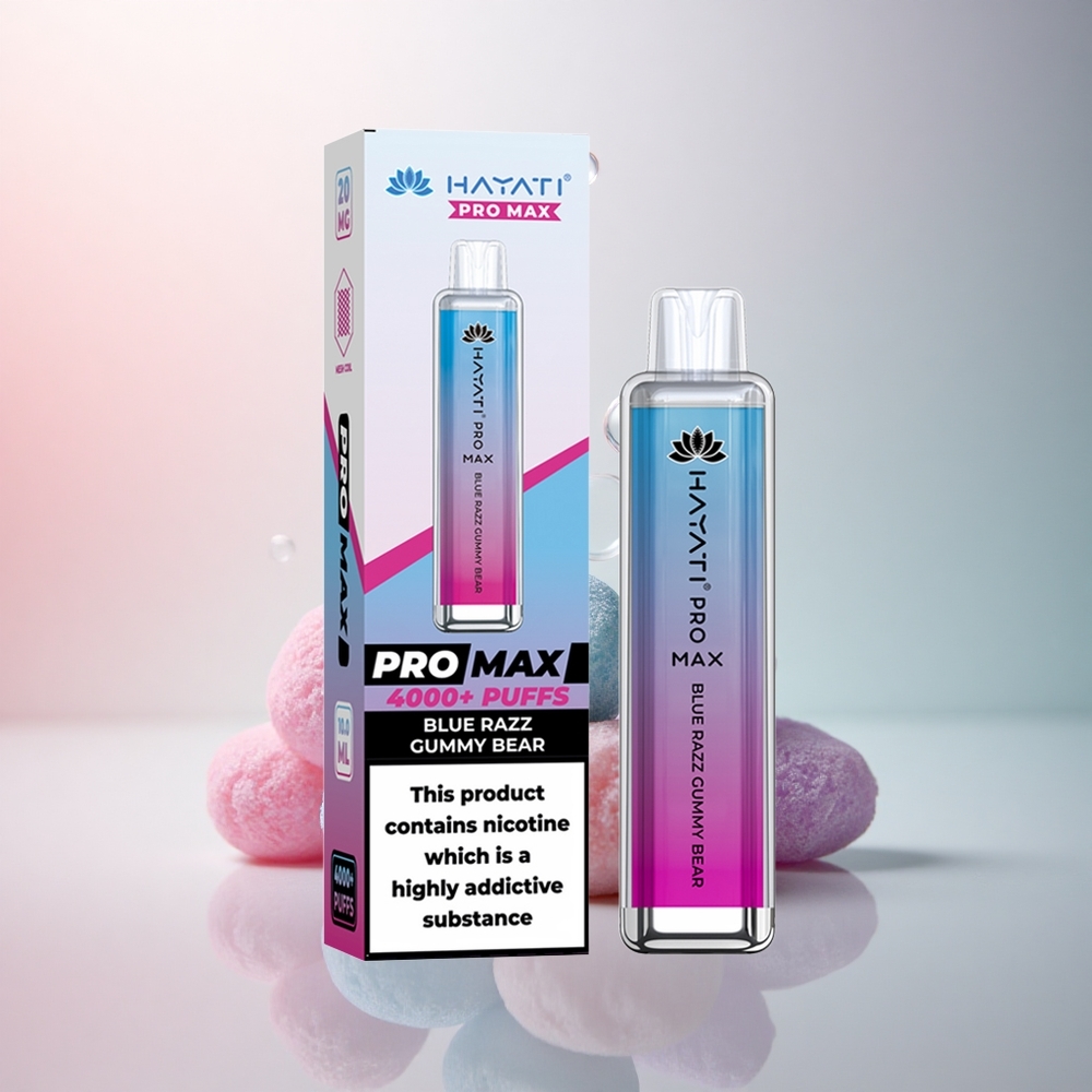 Hayati Pro Max 4000 Puffs Blå Hallon Tuggummi Björn 1400mAh 2ml