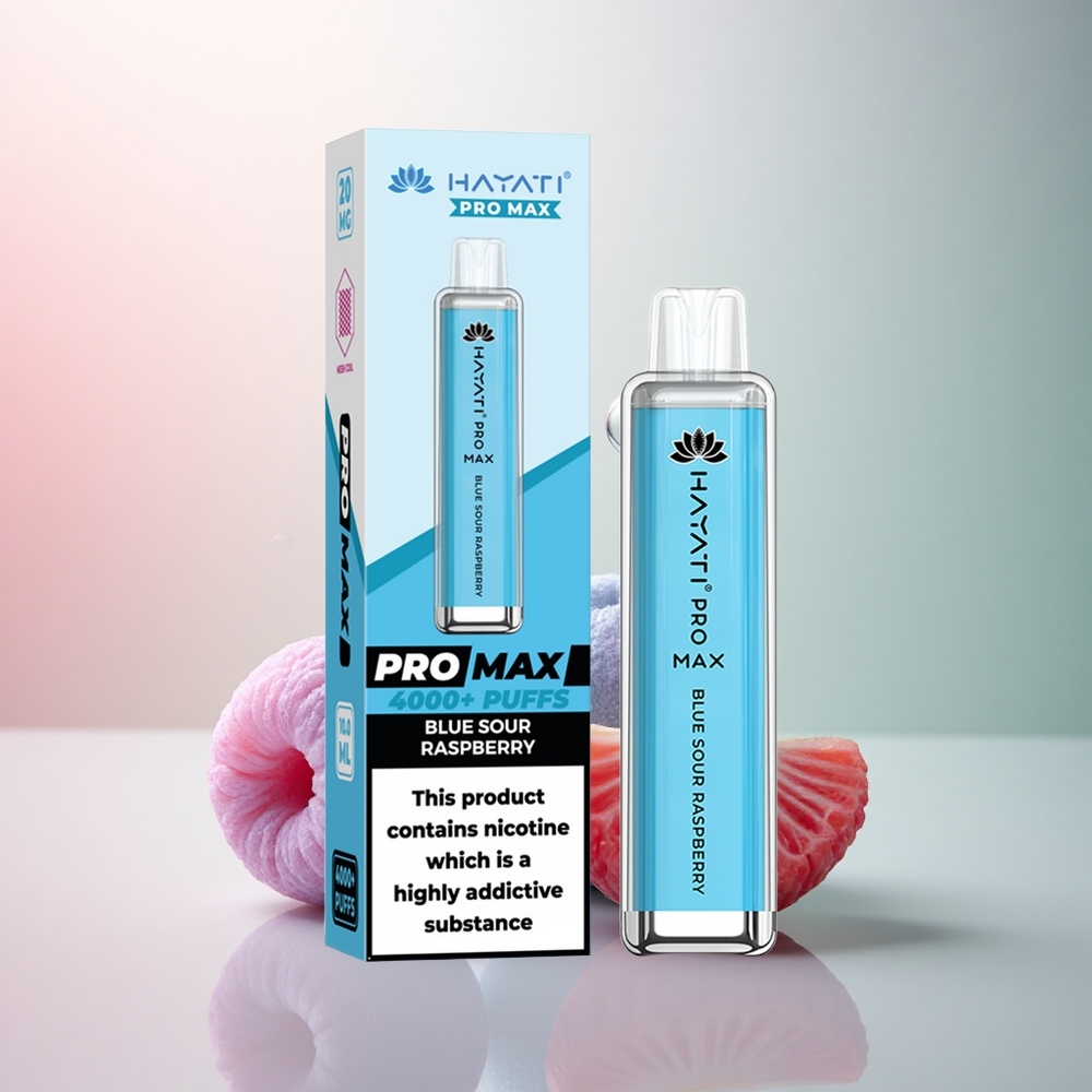 Hayati Pro Max 4000 Puffs Blå Sure Hallon 5% Nikotin 1400mAh