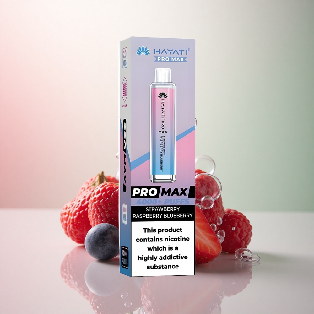 Hayati Pro Max 4000 Puffs Jordgubb Hallon Blåbär Rechargeable 1400mAh 5% Nicotine
