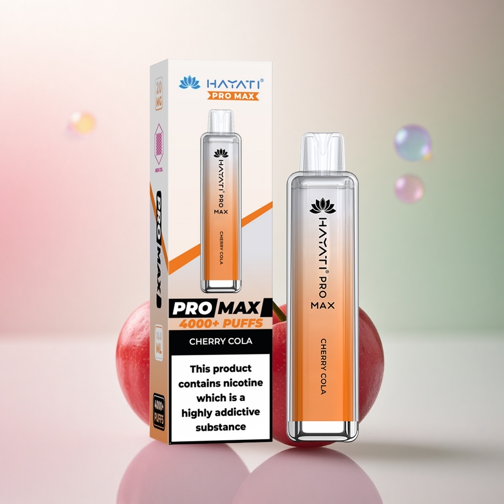 Hayati Pro Max 4000 Puffs Körsbärskola Dual Coil 1400mAh 5% Nikotin