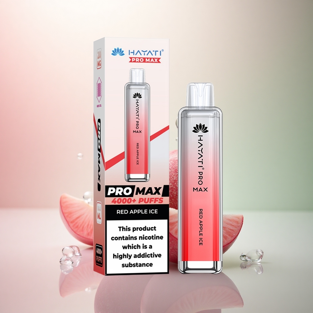 Hayati Pro Max 4000 Puffs Röd Äppelis med 5% Nikotin och 1400mAh