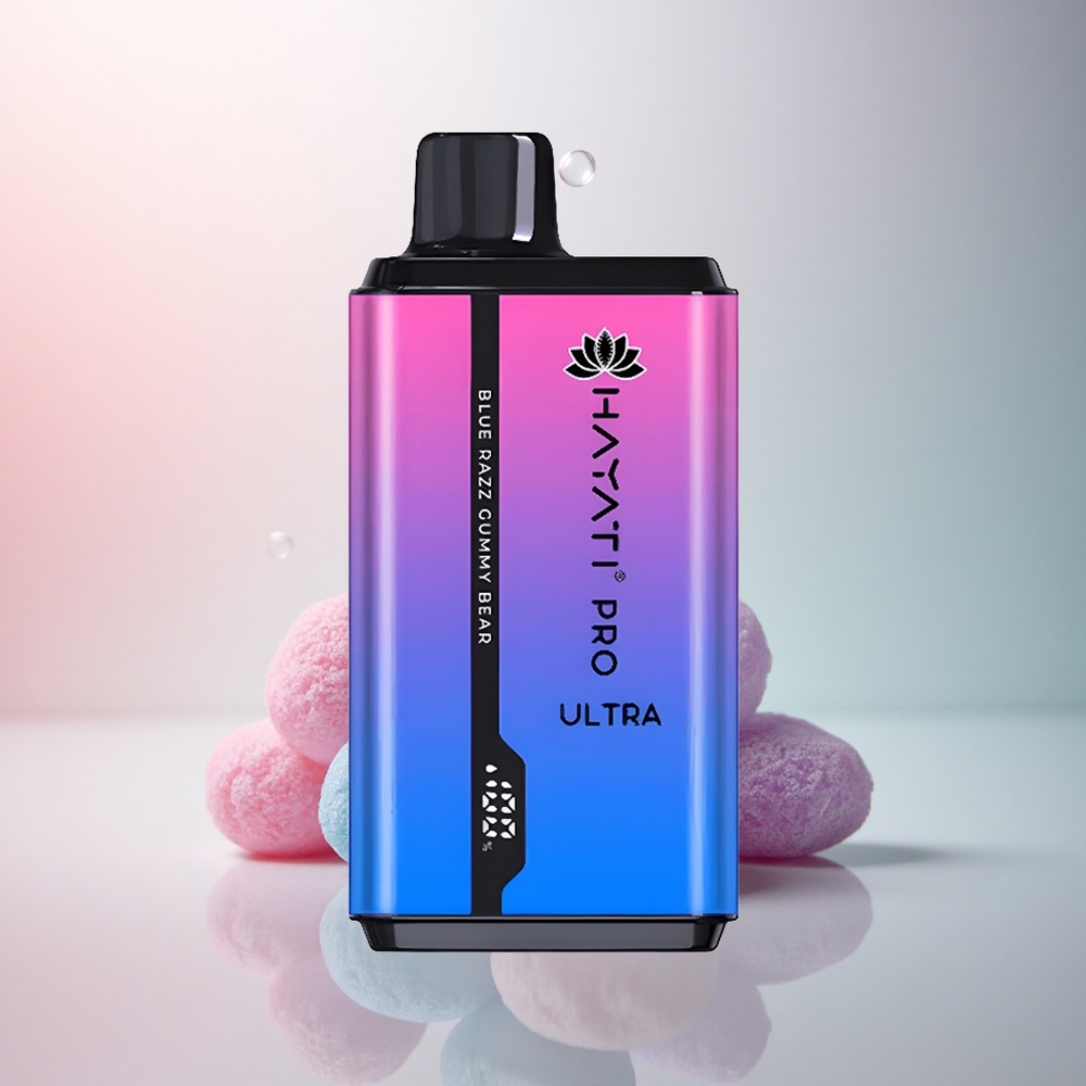 Hayati Pro Ultra 15000 Puffs Blå Hallon Gummy Björn 850mAh 2% Nikotin