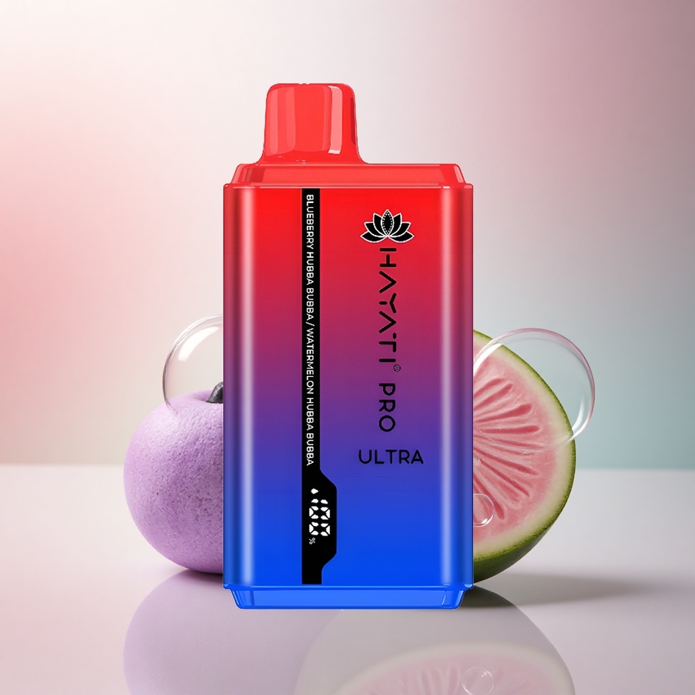 Hayati Pro Ultra 15000 Puffs Blåbärs Hubba Bubba Vattenmelon 850mAh 2% Nikotin