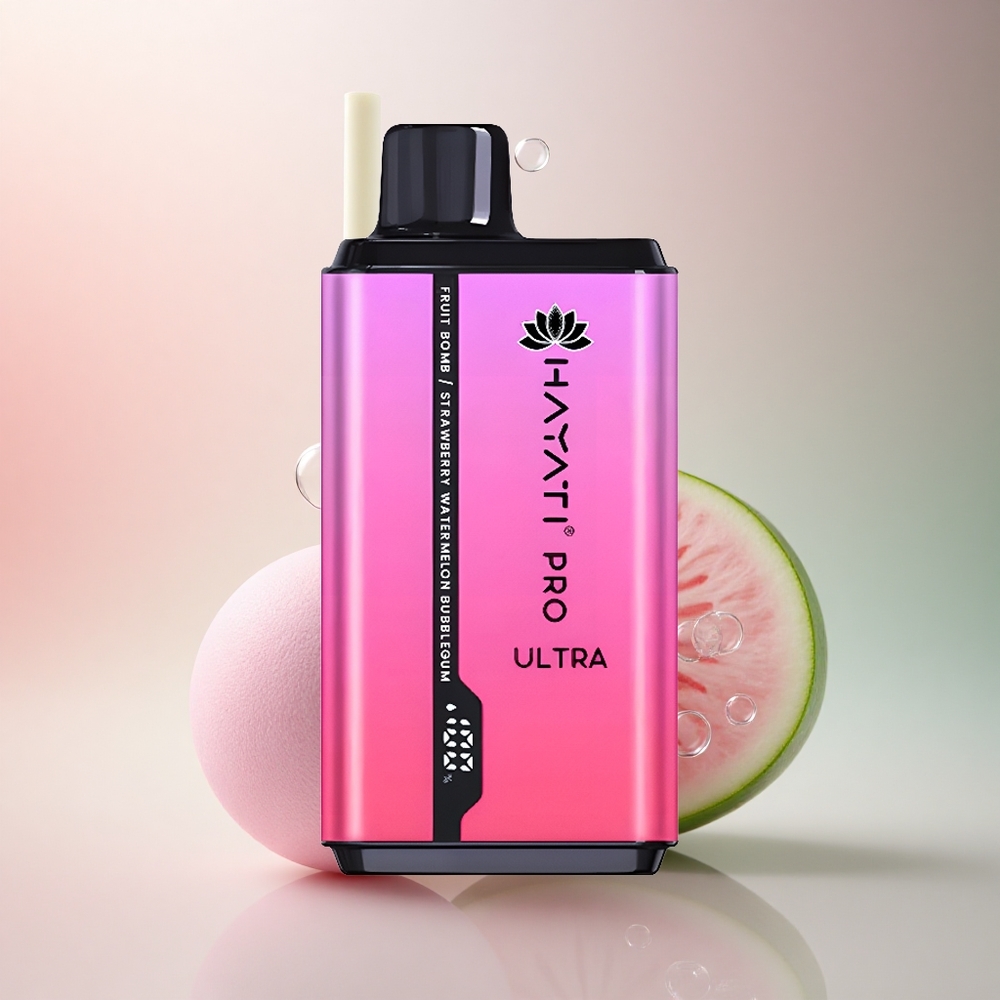 Hayati Pro Ultra 15000 Puffs Fruktbomb Jordgubb Bubblegum 850mAh 2% Nikotin