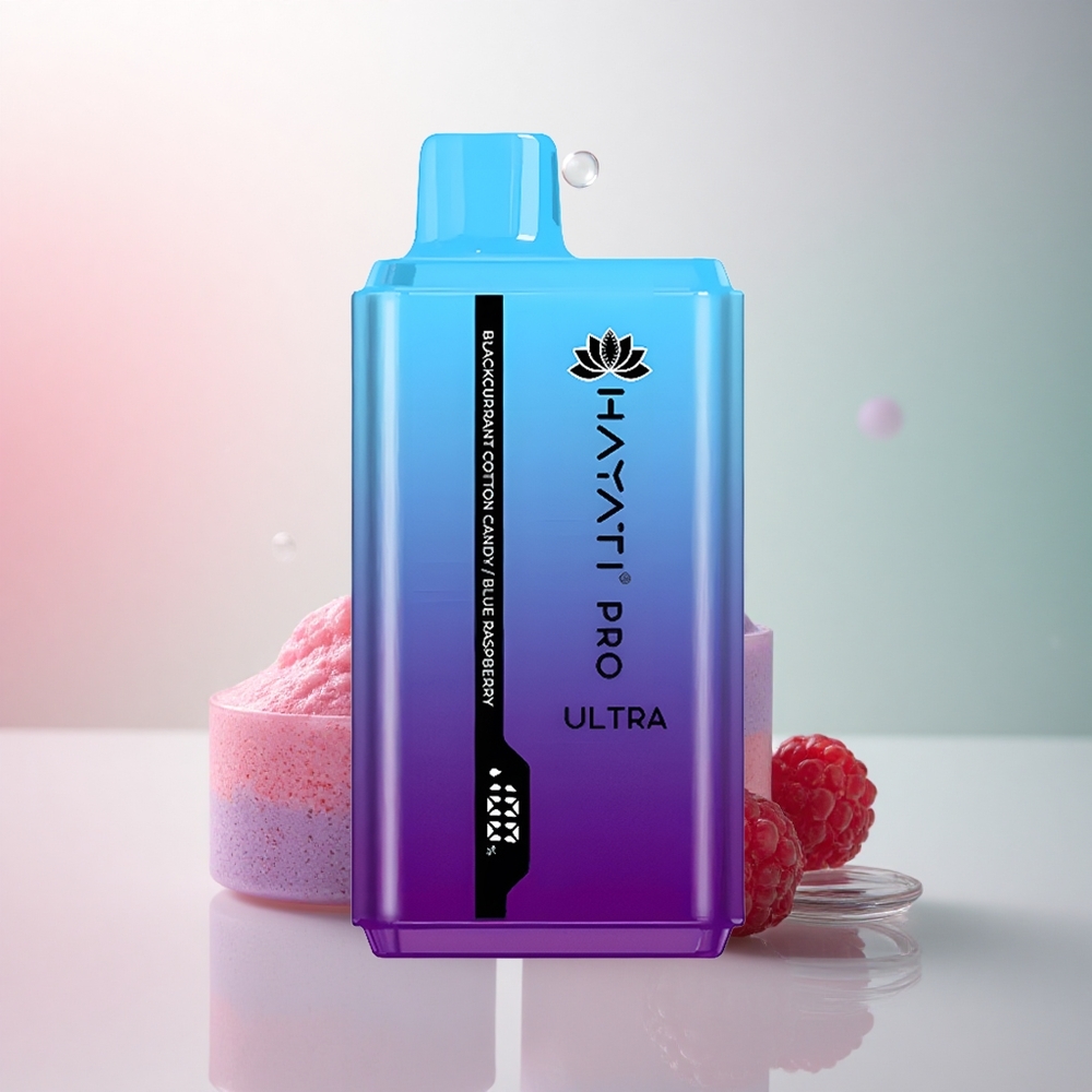 Hayati Pro Ultra 15000 Puffs Svarta Vinbärs Bomullssocker Blå Hallon med 2% nikotin och 850mAh