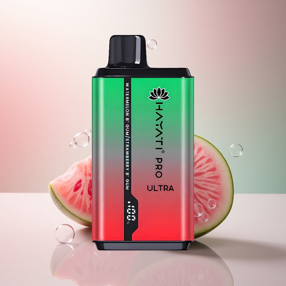 Hayati Pro Ultra 15000 Puffs Vattenmelonsbubbligtumme Jordgubbebubbligtumme med 850mAh och 2% nikotin