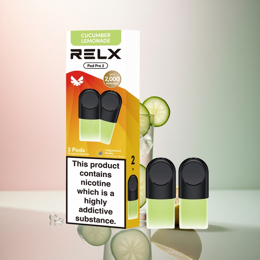 Relx Pod Pro 2 Vape Device Dryck-Gurka Lemonad 18mg/ml med 1,9ml kapacitet och 3 spänningsinställningar